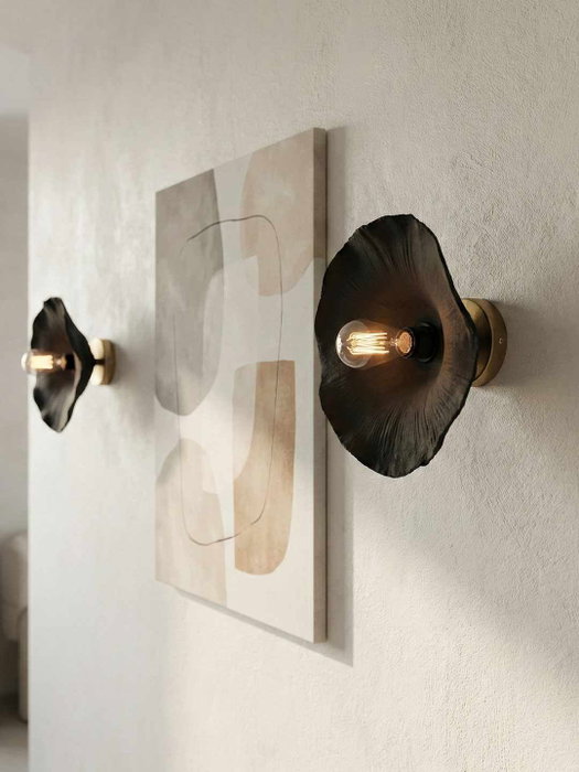 Opviq Lámpara de Pared de Cuerpo Metálico Negro y Dorado Antiguo Opviq Lámpara de Pared de Cuerpo Metálico Negro y Dorado Antiguo